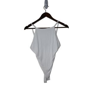 Garage White Ribbed Low Back Bodysuit Size S
